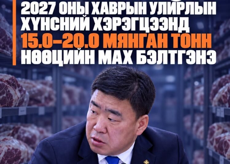 2027 ОНЫ ХАВРЫН УЛИРЛЫН ХҮНСНИЙ ХЭРЭГЦЭЭНД 15.0–20.0 МЯНГАН ТОНН НӨӨЦИЙН МАХ БЭЛТГЭНЭ