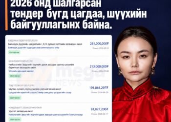 УДГАН Б.БУЛНАЙГИЙН ЭЗЭМШДЭГ  “АРИУН УР” ХХК-ИЙН 2026 ОНД ШАЛГАРСАН ТЕНДЕРҮҮД БҮГД ЦАГДАА, ШҮҮХИЙН БАЙГУУЛЛАГЫНХ БАЙНА