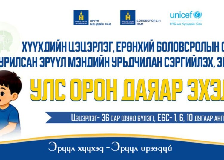 ХҮҮХДИЙН УРЬДЧИЛАН СЭРГИЙЛЭХ, ЭРТ ИЛРҮҮЛЭХ ҮЗЛЭГ ОРОН ДАЯАР ЭХЭЛЛЭЭ